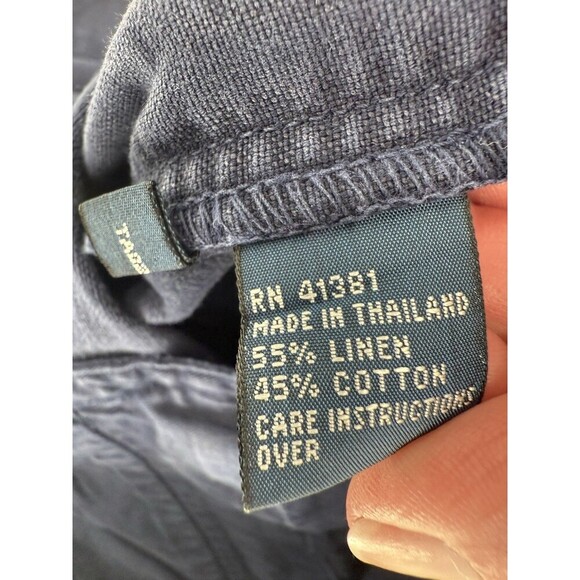 Polo Ralph Lauren Navy Linen Blend Drawstring Cargo Shorts Size XLARGE EUC - Picture 6 of 10